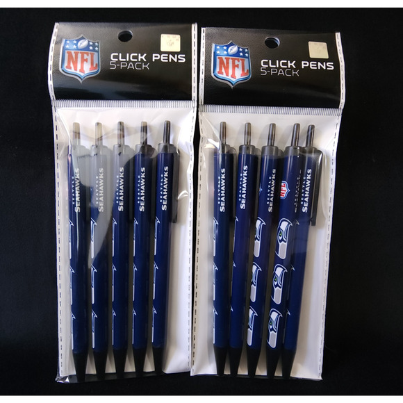 Football Team Seattle Seahawks NFL Licensed Lot 10 Pack Black Ink Click Pens - Picture 1 of 4